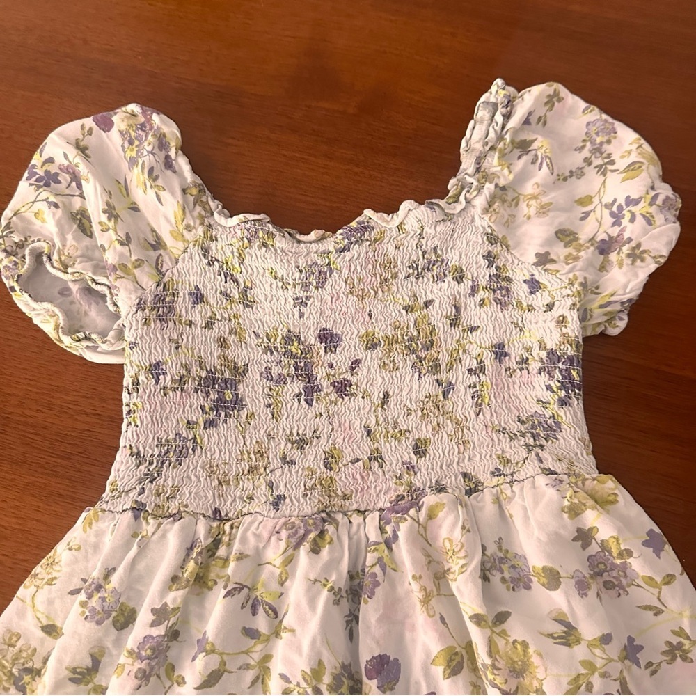 art class Kids Floral Set - Green Romper and Cream Dress Size 7/8 - Picture 8 of 11